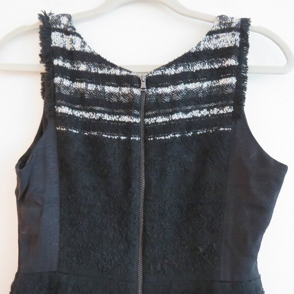 KOBI HALPERIN Black Textured Tweed Wool Blend Fit and Flare Dress Office Siren - Picture 9 of 14